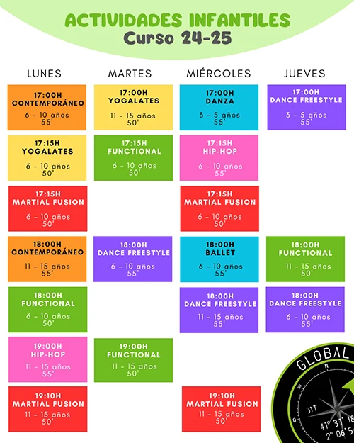 Horarios actividades kids